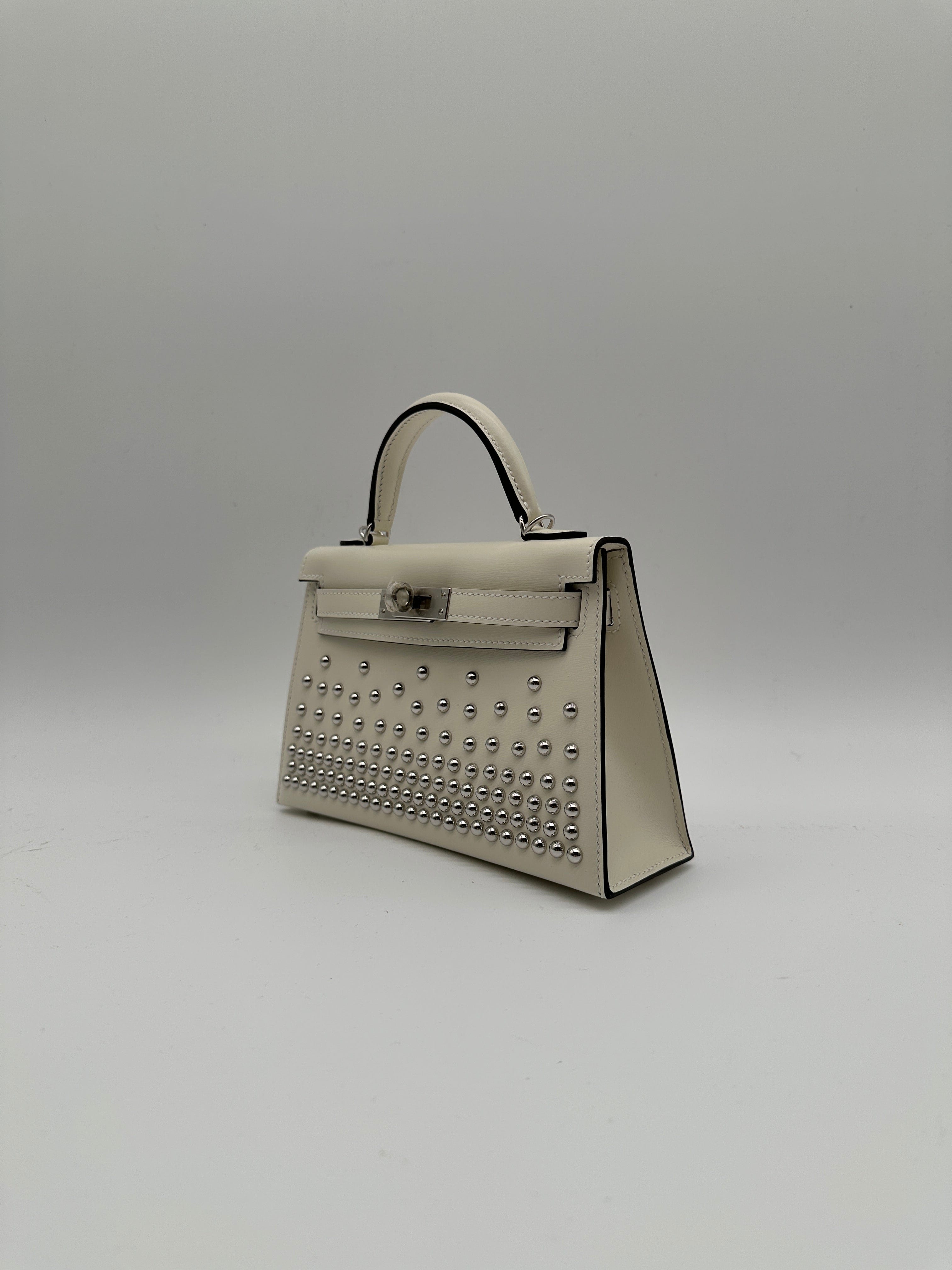 Luxury Promise Hermès Mini Kelly Cloute Cream Palladium Hardware G
