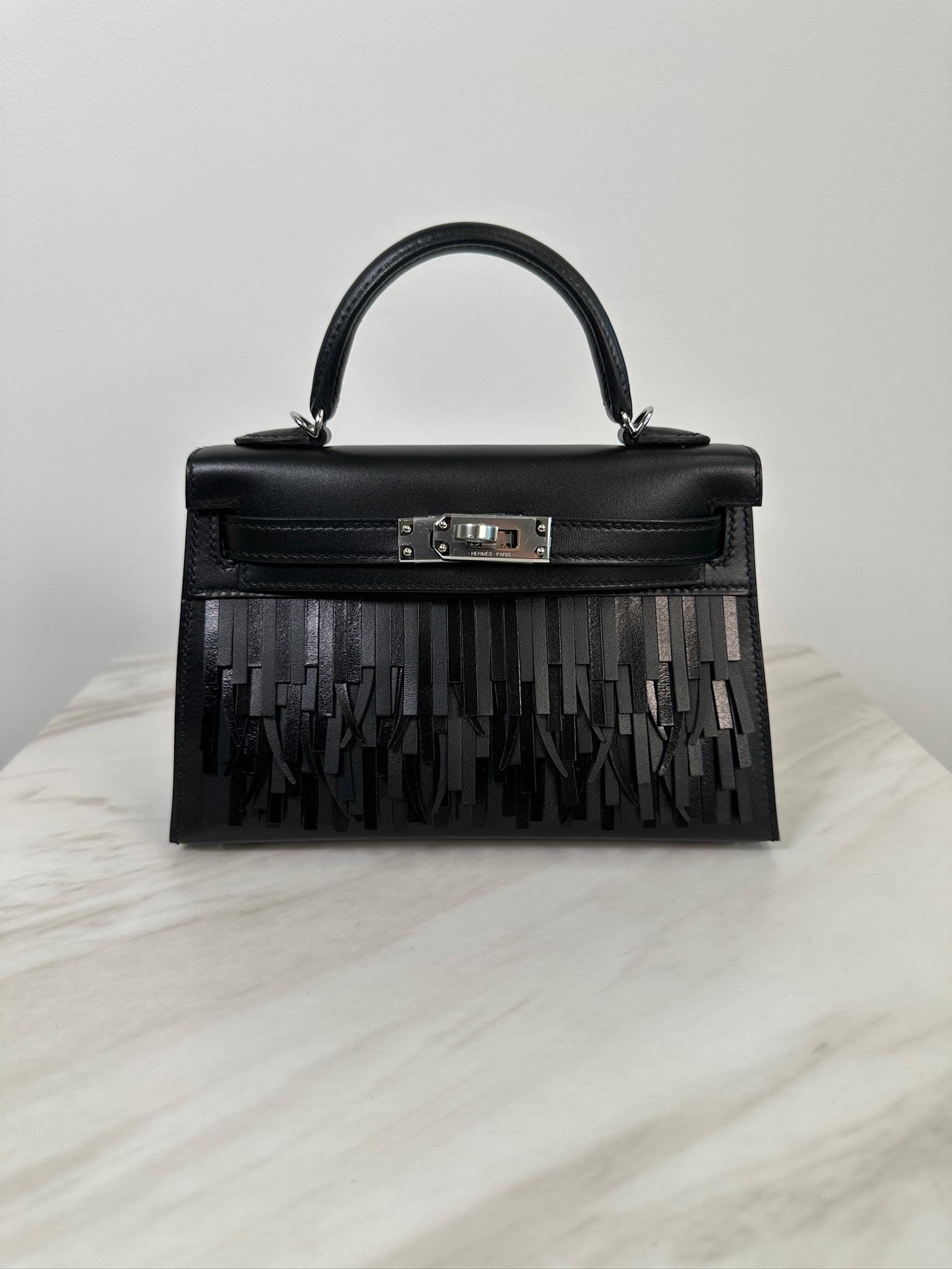 Luxury Promise Hermès Mini Kelly Pampille Black Palladium Hardware
