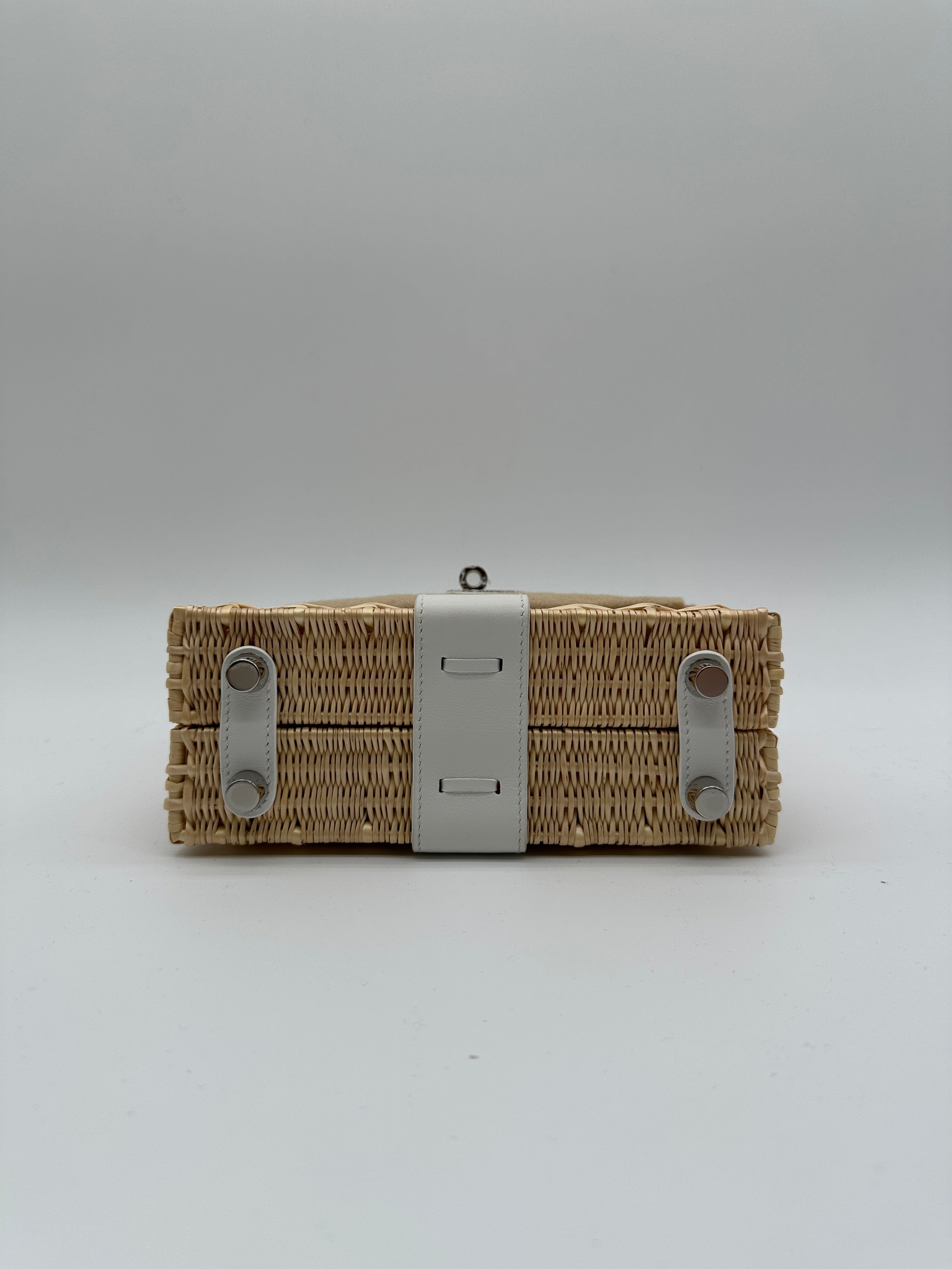 LUXURY PROMISE Hermès Mini Kelly Picnic Blanc Swift & Osier Palladium Hardware