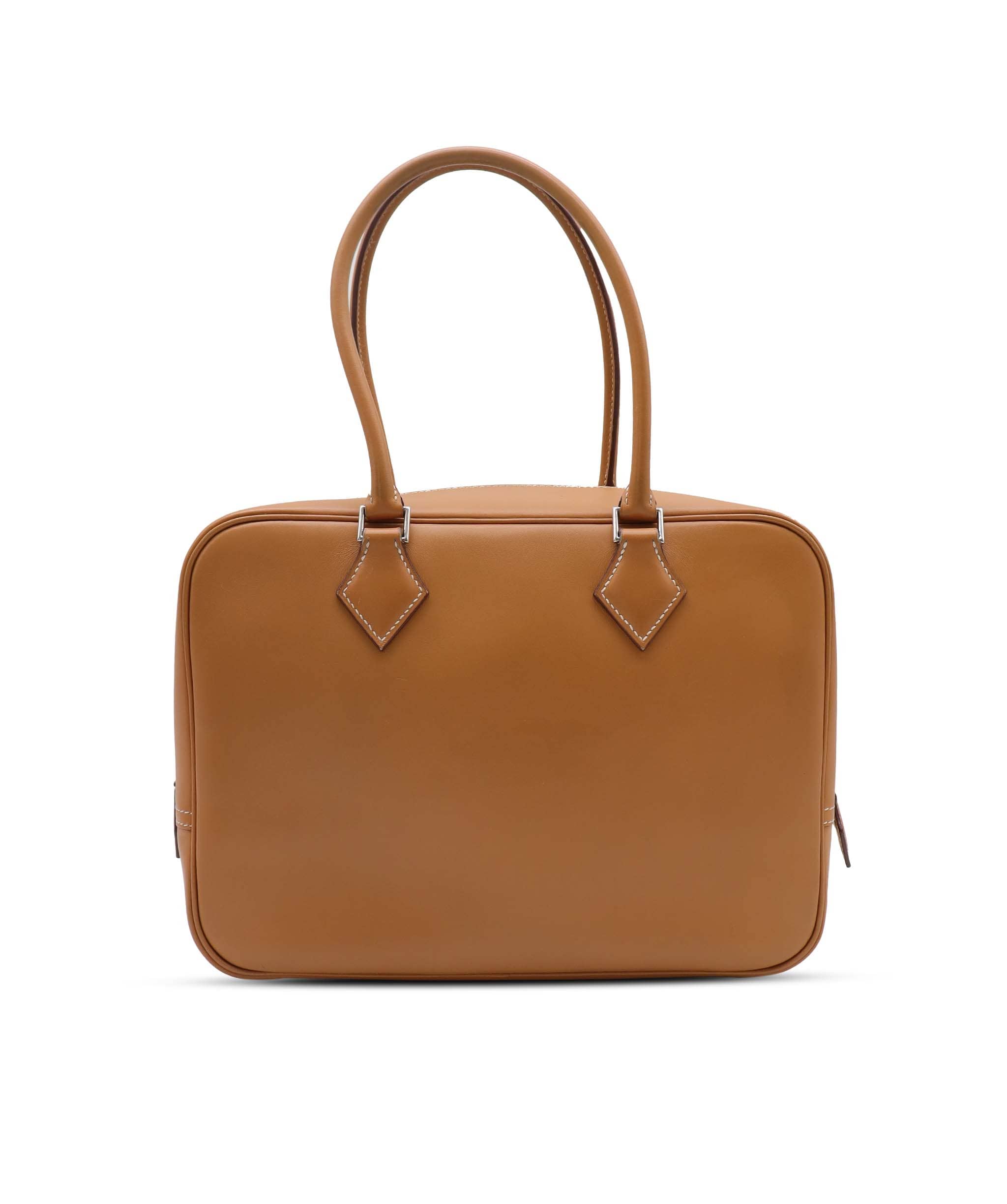 Luxury Promise HERMES PLUME 28 NATUREL VEAU CHAMONIX HAND BAG 2004 SQUARE H PALLADIUM HARDWARE DXBS6649
