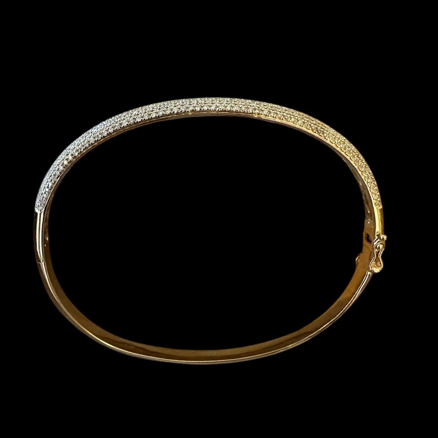 Luxury Promise 1.40ct Natural White Diamond Bangle set in 18K Yellow Gold