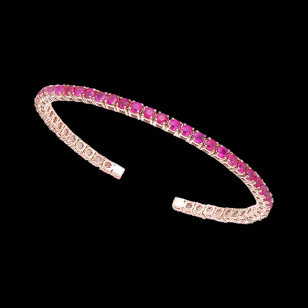 Luxury Promise Burma "No Heat" 5.02ct Ruby Flexible Bangle Bracelet set in 18K Rose Gold