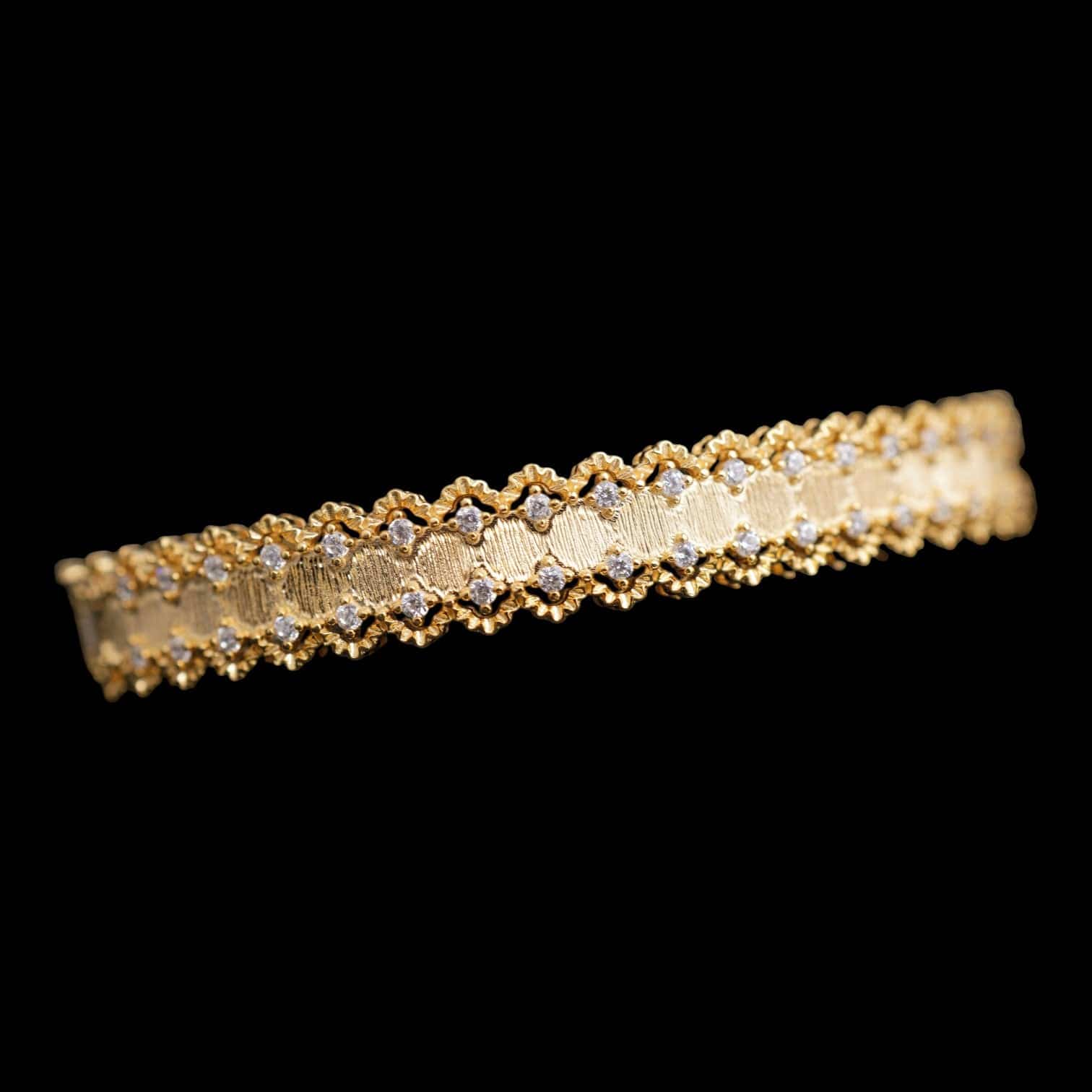 Luxury Promise Silver 925 Decorative Lace Bangle, Made in Italy 8.9mm 18.5g