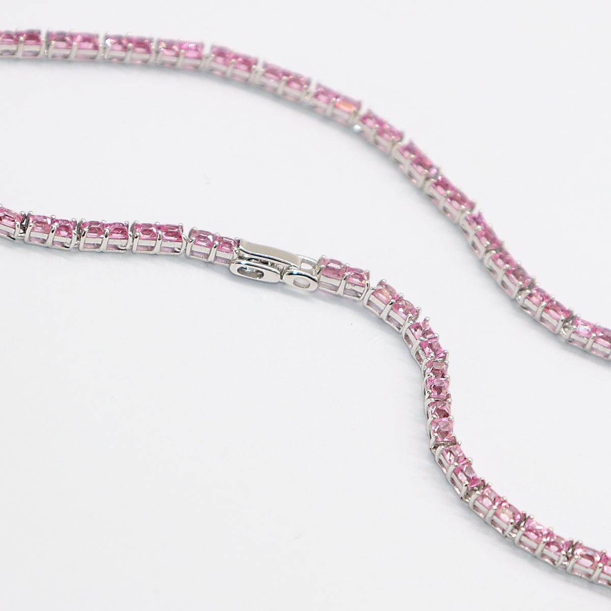 Luxury Promise BARBIE PINK SPINEL TENNIS NECKLACE WG 13.5CT AVCHK362