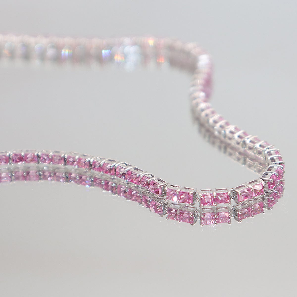 Luxury Promise BARBIE PINK SPINEL TENNIS NECKLACE WG 13.5CT AVCHK362