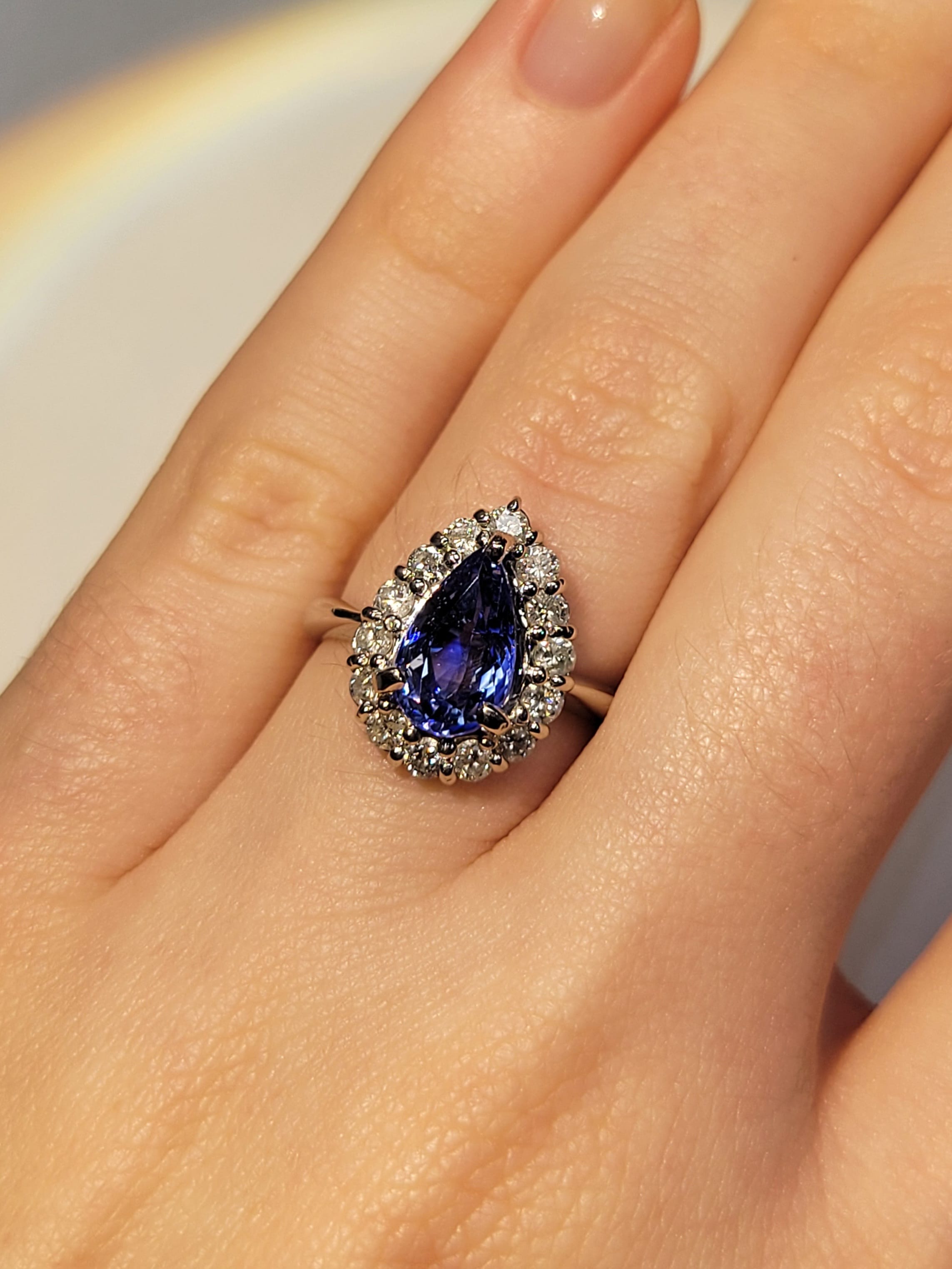 Luxury Promise Blue Sapphire Ring in Pt900 / S2.51ct / D0.63ct (6us) 5021 JJC0560
