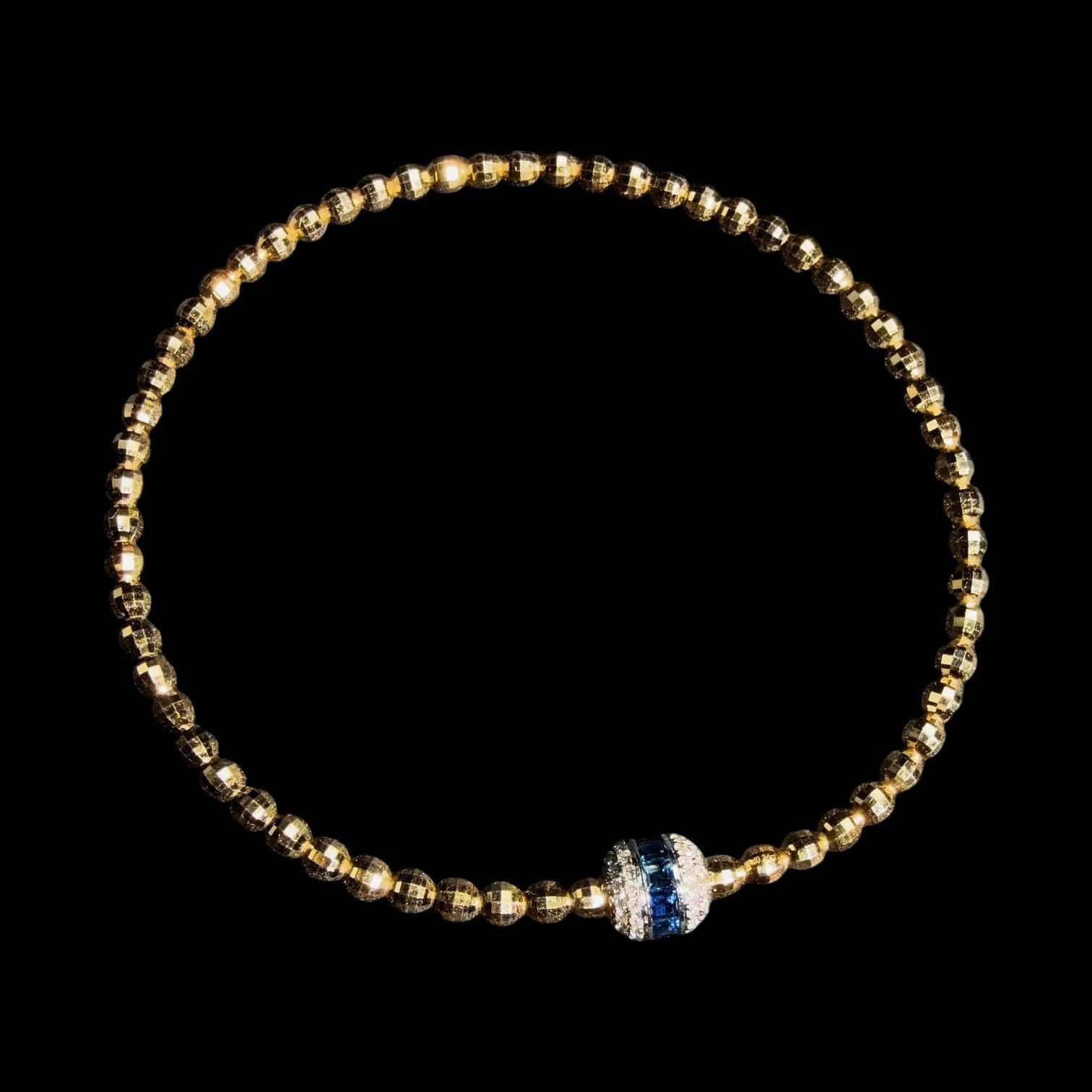 Luxury Promise 0.61ct Natural Blue Sapphire & 0.24ct Diamond Bracelet set in 18K Yellow Gold
