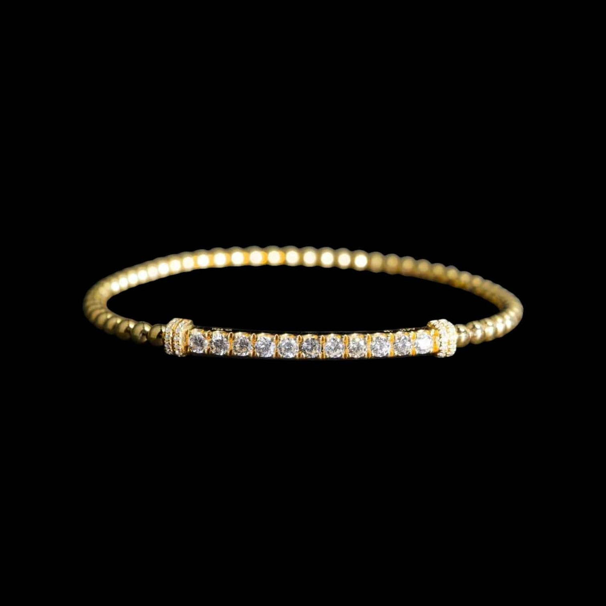 Luxury Promise 0.90ct Natural White Diamond Stretch Bracelet set in 18K Yellow Gold