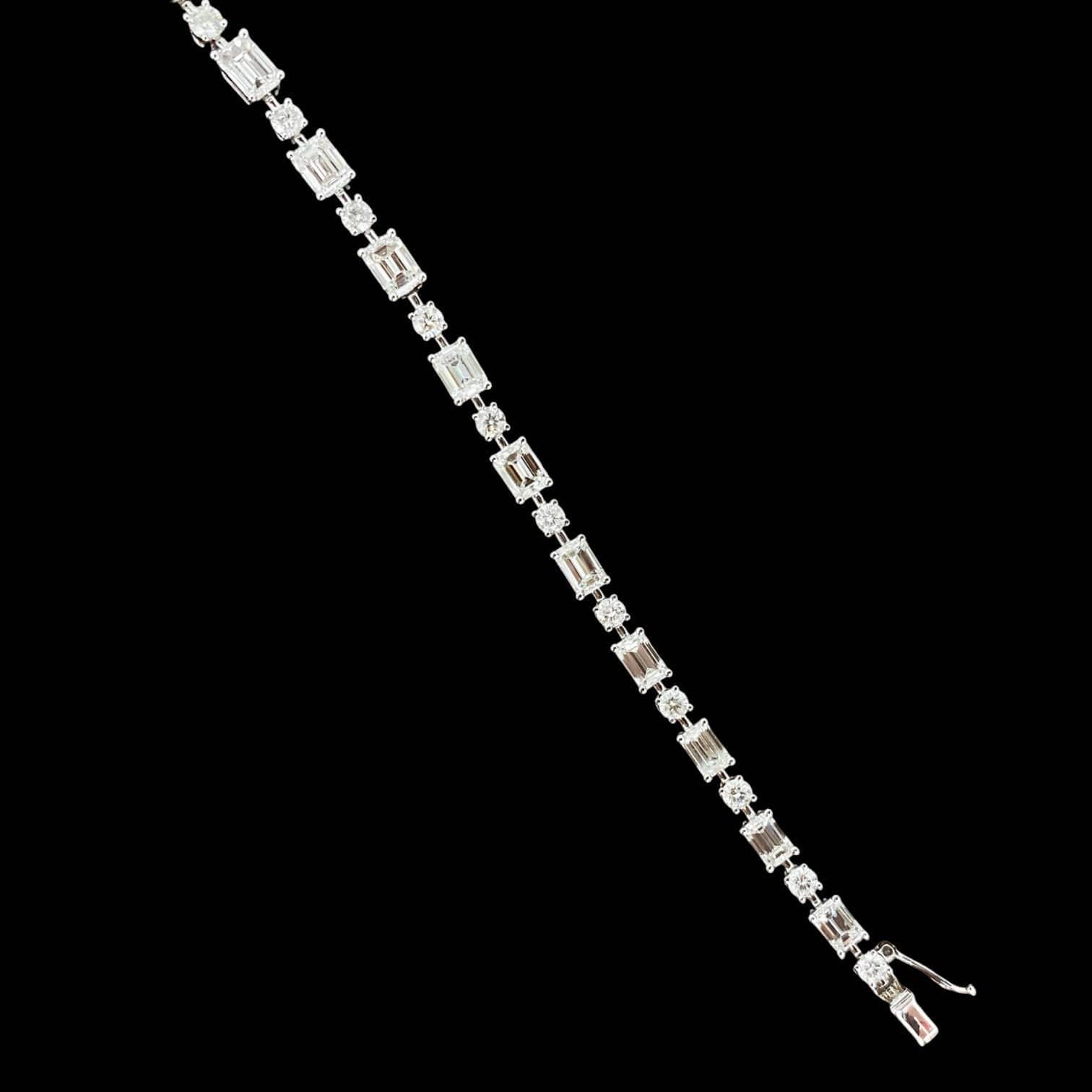 Luxury Promise 5.10ct & 1.15ct Natural White Diamond Emerald-cut Bracelet set in 18K White Gold