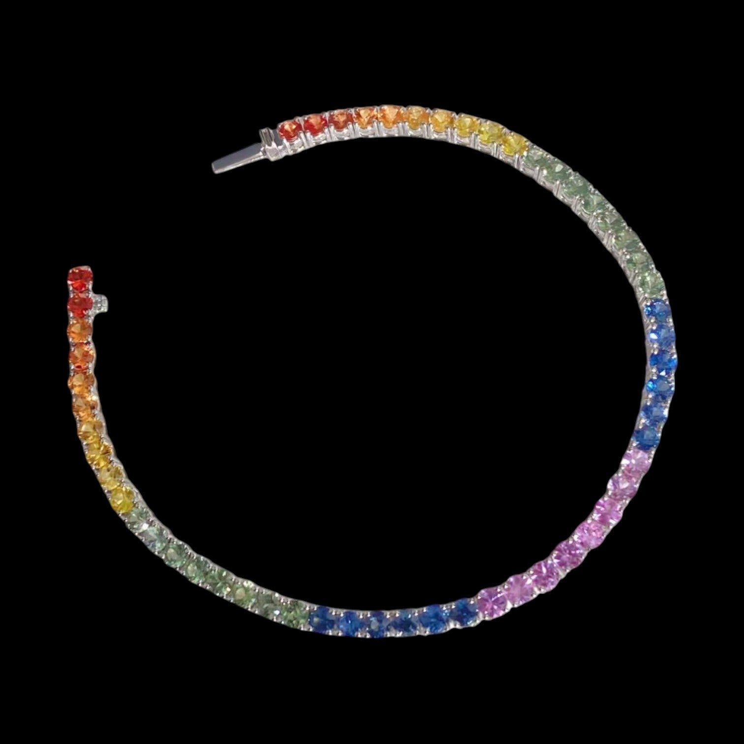 Luxury Promise 7.65ct Multi-Colour Sapphire Brilliant Cut Bracelet set in 18K White Gold
