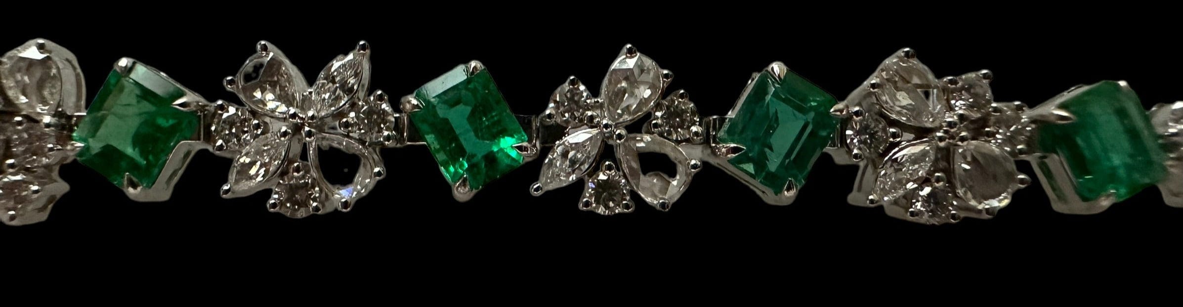 Luxury Promise All Emerald & Diamond Bracelet set in 18K White Gold