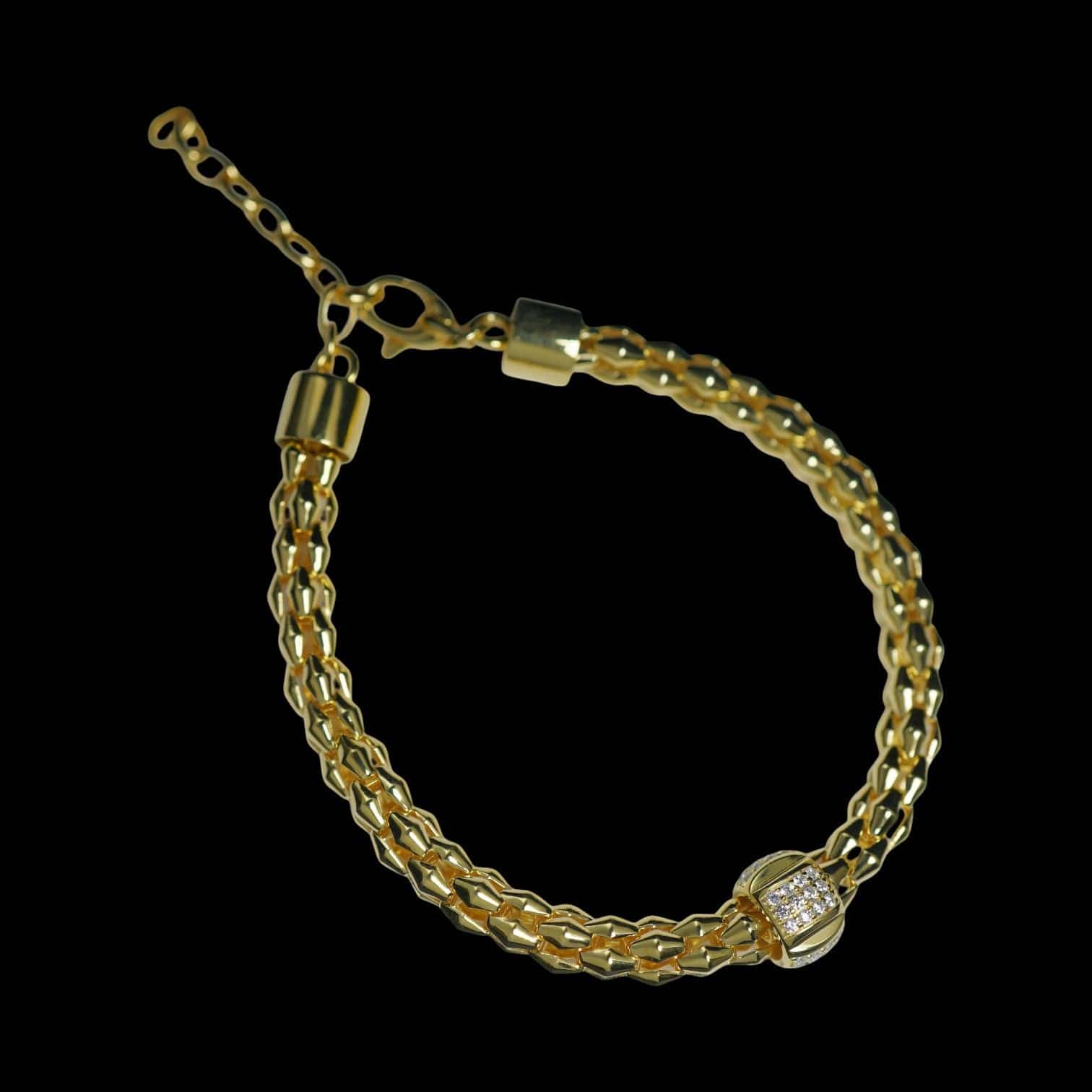 Luxury Promise Silver 925 Rhombus-shaped Single-ring Bracelet, Made in Italy 6mm 12.3g