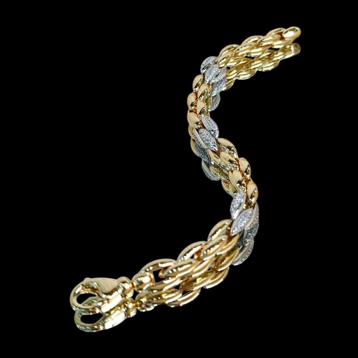 Luxury Promise Sterling Silver & 18K Gold Plated Two Tone Twist Rope Bracelet - 21.00g