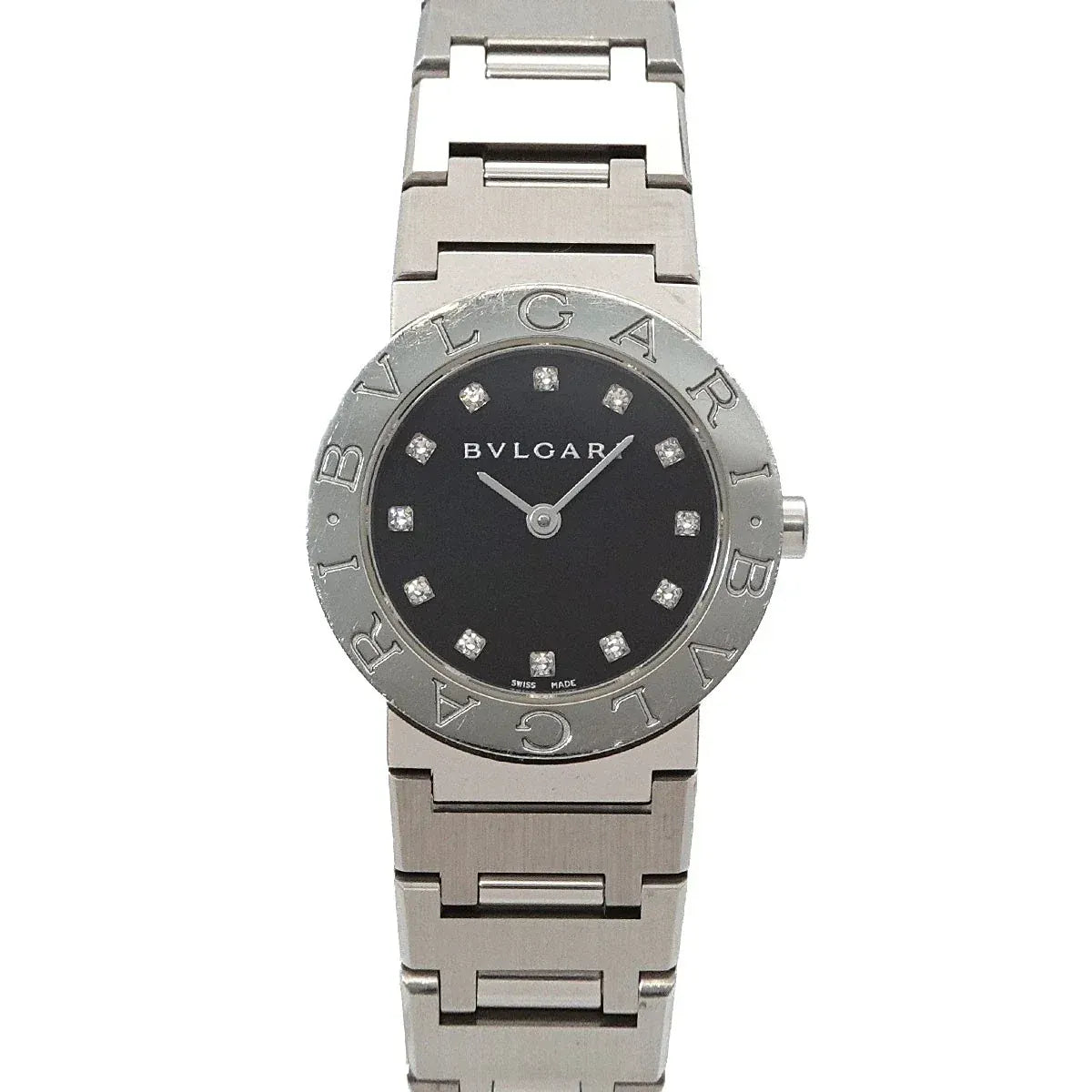 LUXURY PROMISE BVLGARI BVLGARIBVLGARI BB26SS 12P Diamond Quartz Black Dial Ladies 90337604