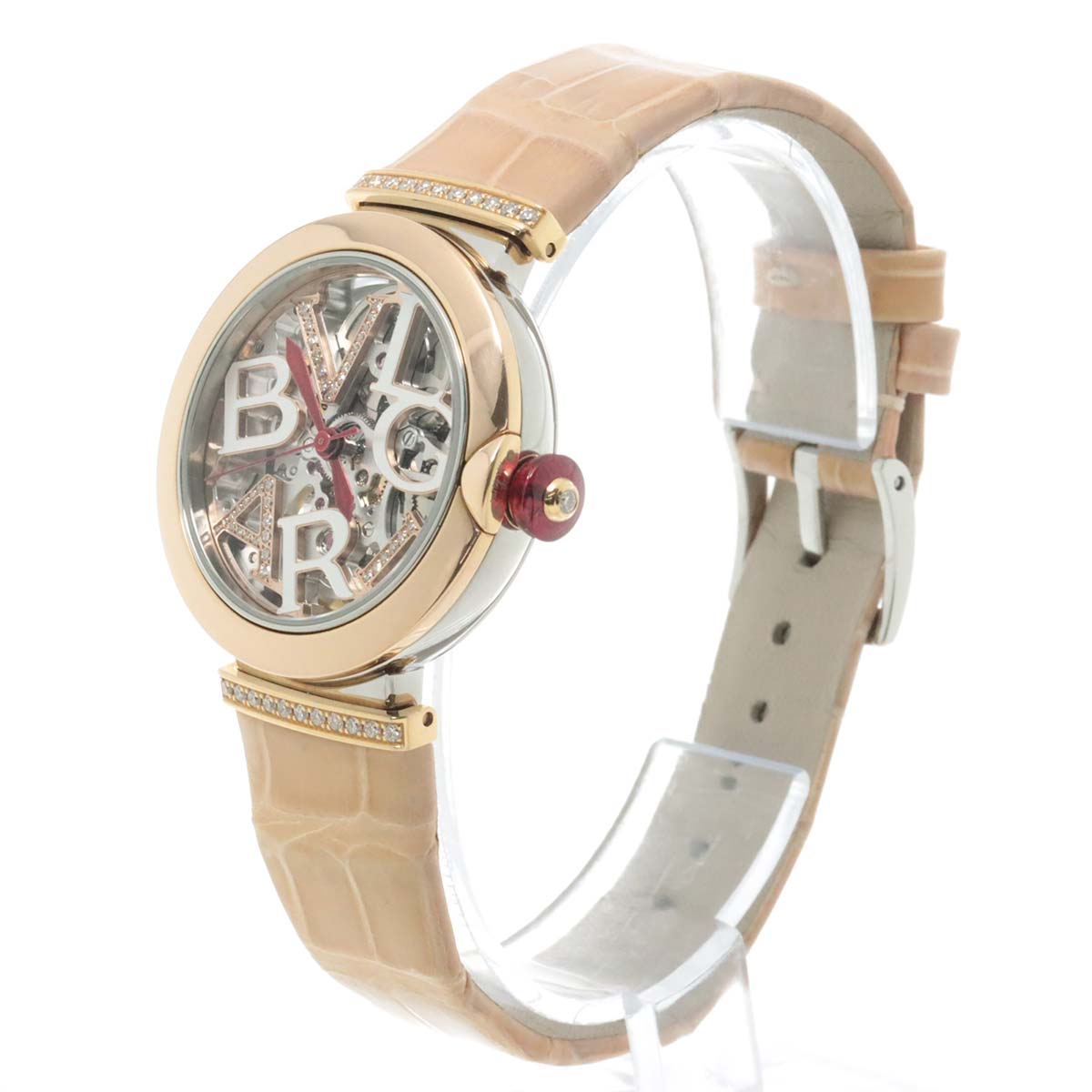 Luxury PROMISE BVLGARI Luchea Combi LUP33SG Women's Watch Diamond Skeleton Gold Skeleton K18PG Automatic Winding Watch 90255159