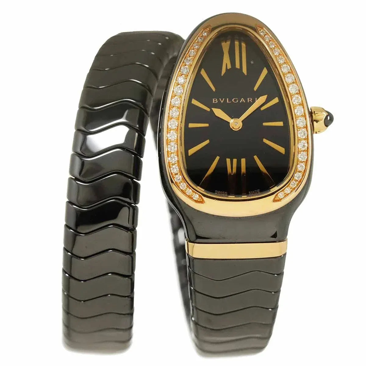 Luxury Promise BVLGARI Serpenti SPC35BG Quartz K18PG Ceramic Ladies Watch 90343347