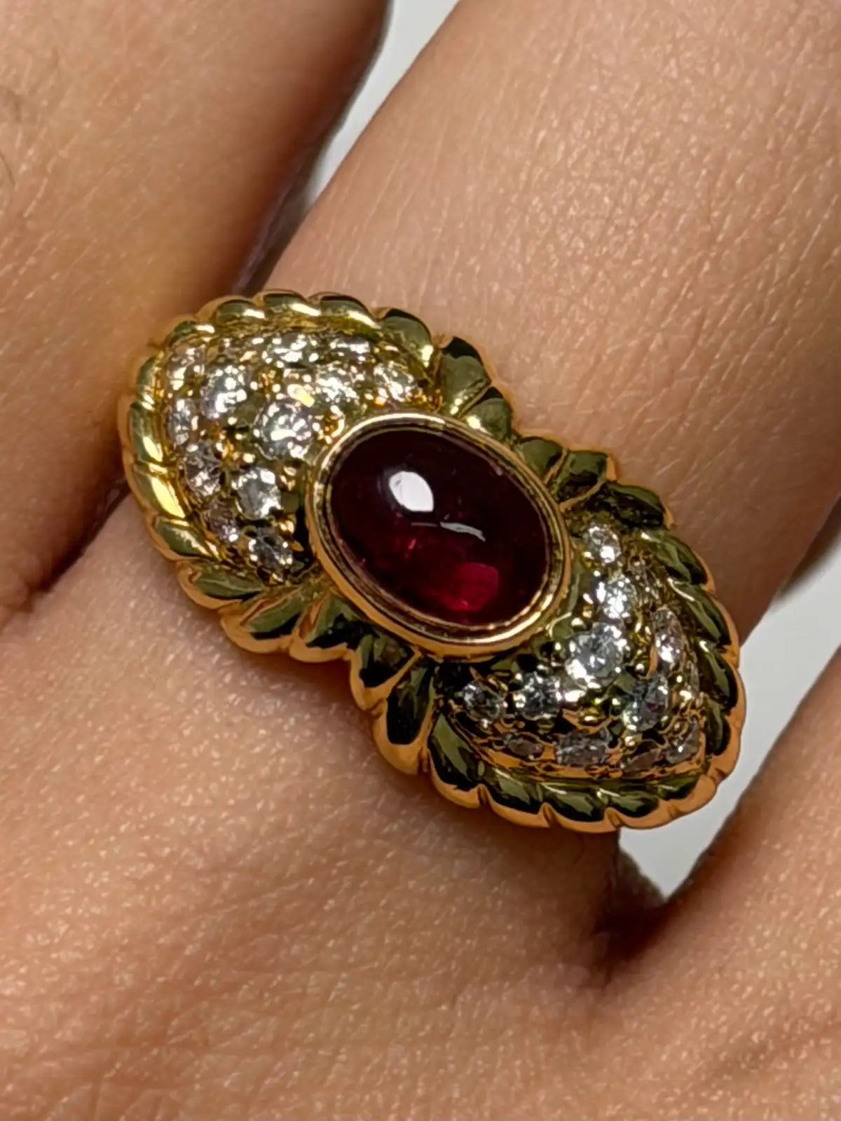 Luxury Promise Cabochon Rubellite Band in 18K - R / D0.41ct 7085 JJC0432