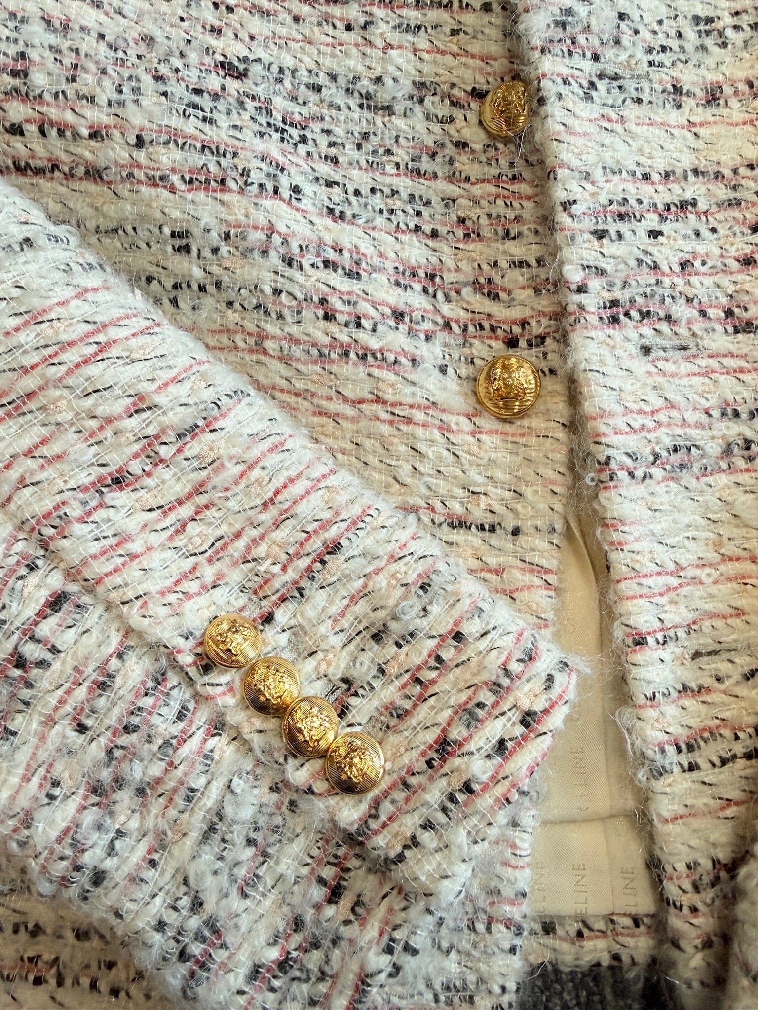 Luxury Promise Celine Cream Wool Blend Chausseur Tweed Jacket- Size 34
