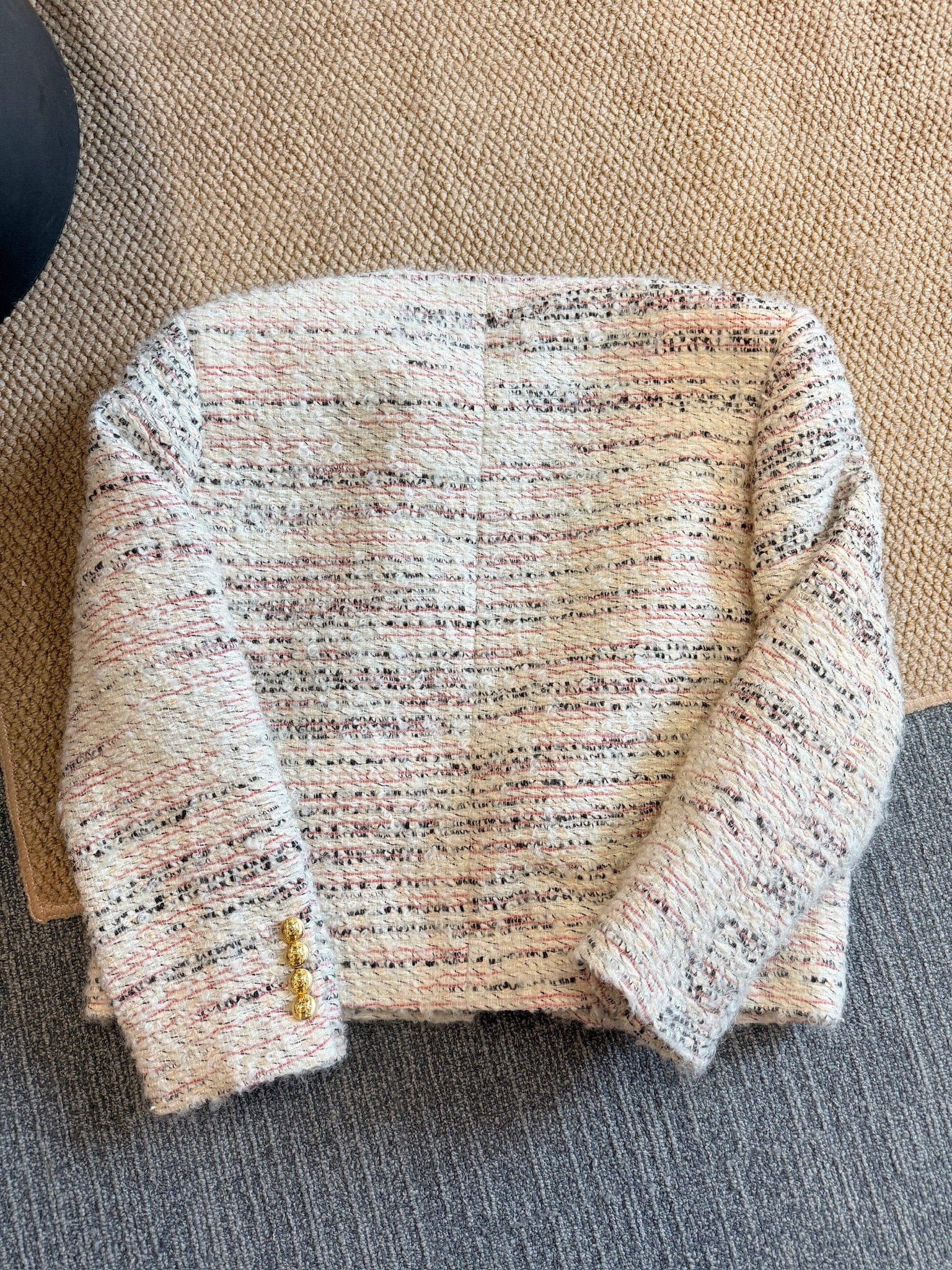 Luxury Promise Celine Cream Wool Blend Chausseur Tweed Jacket- Size 34