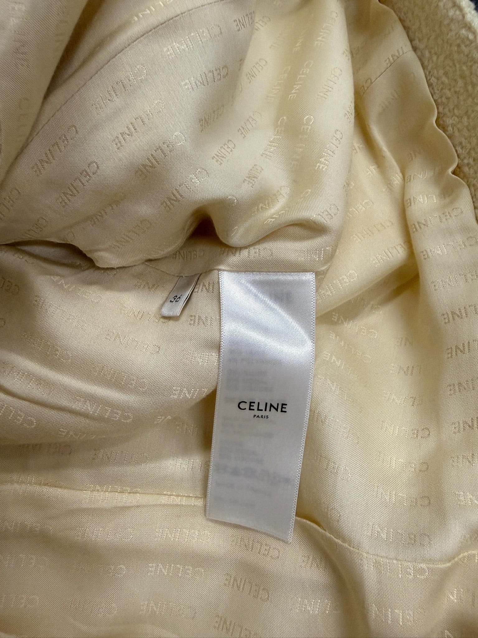 LUXURY PROMISE Celine Women's Wool Blend Tweed Short Sleeve Jacket & Skirt Set - Beige with Gold Buttons