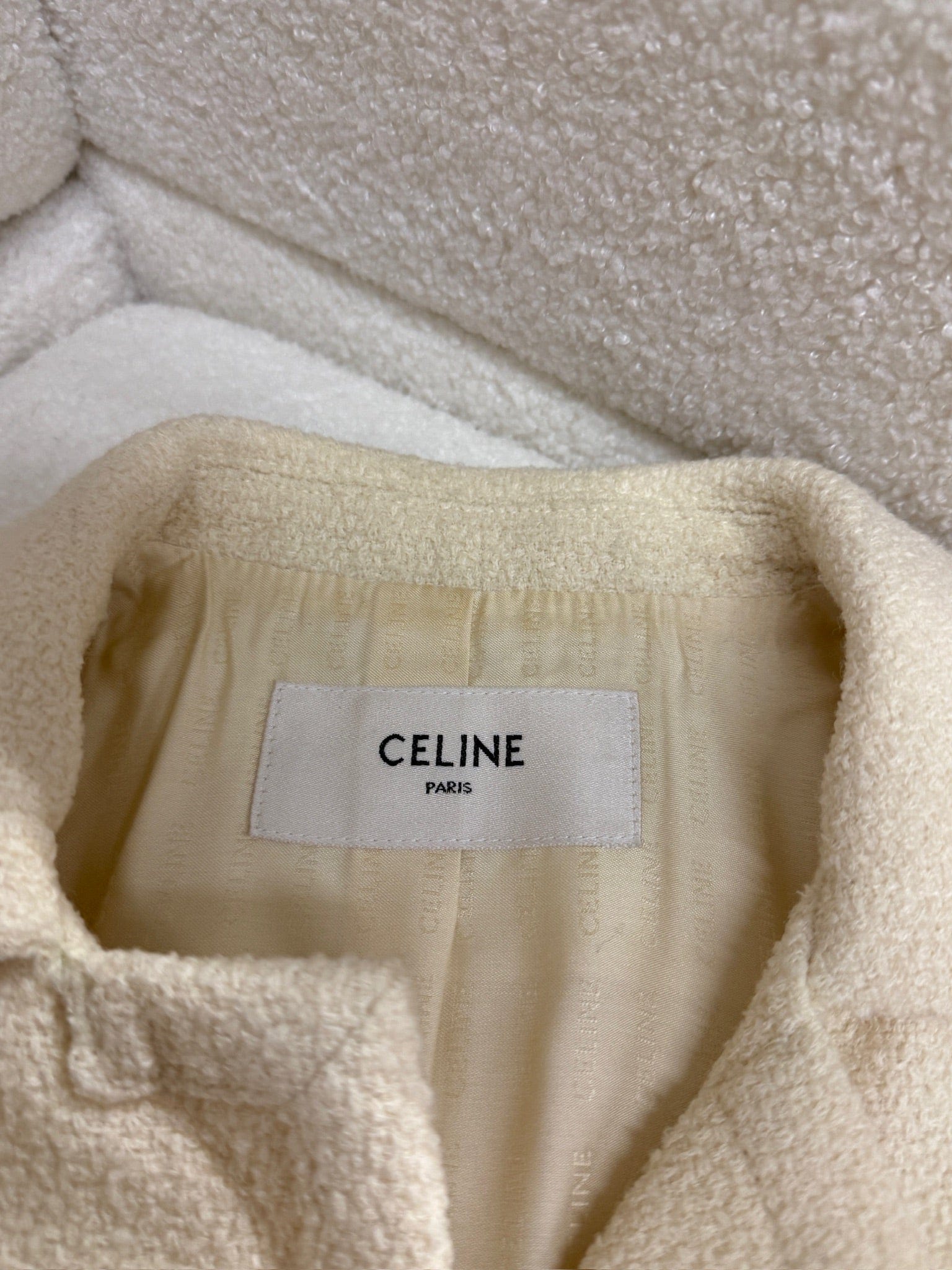 LUXURY PROMISE Celine Women's Wool Blend Tweed Short Sleeve Jacket & Skirt Set - Beige with Gold Buttons