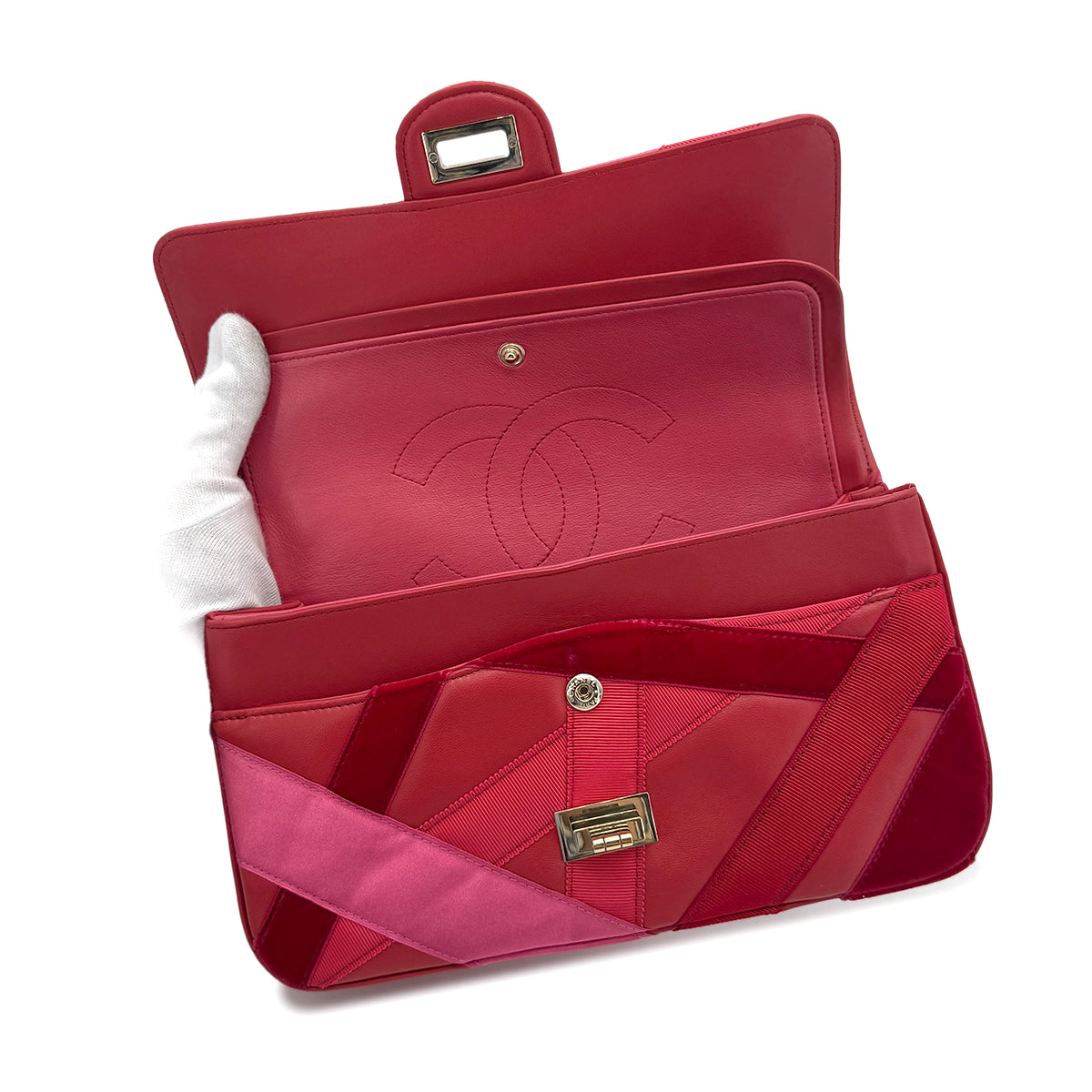 LUXURY PROMISE CHANEL 2.55 CHAIN SHOULDER BAG RED LAMB SKIN 90274412