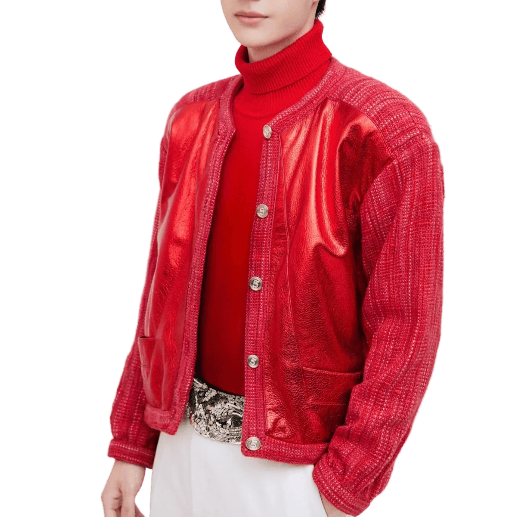 Luxury Promise CHANEL 21S RED LEATHER JACKET 36 FT102067