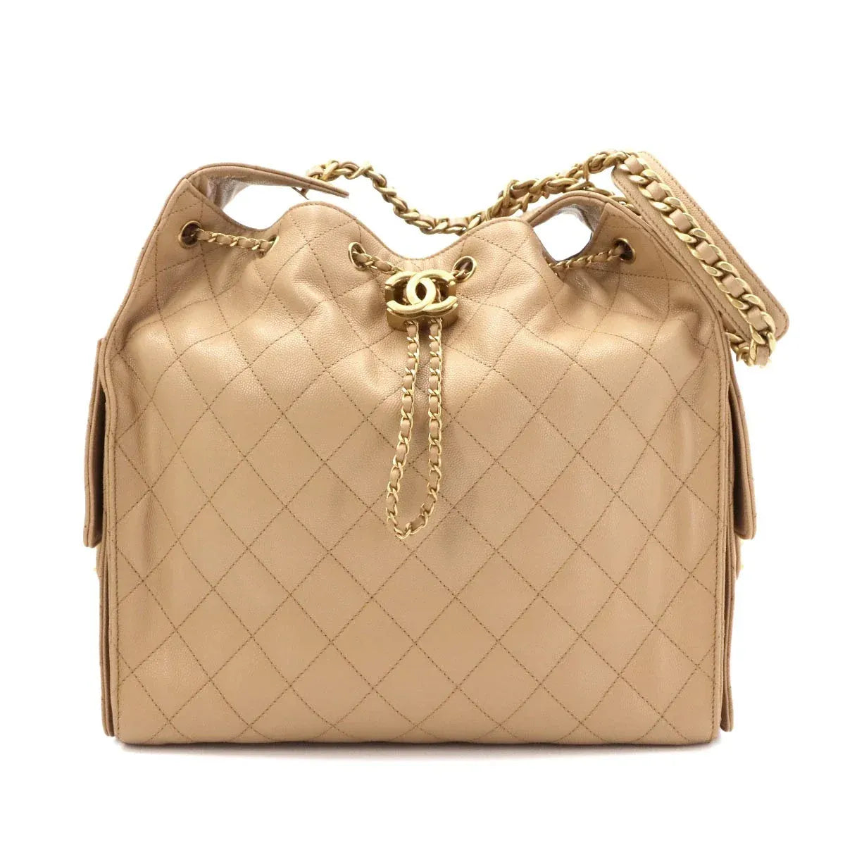 LUXURY PROMISE CHANEL 25 Small Shoulder Bag Leather Beige AS5293 Purse 90325048