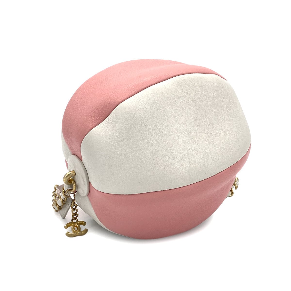 LUXURY PROMISE CHANEL BEACH COLLECTION 19SS BEACH BALL CHAIN SHOULDER BAG PINK WHITE LEATHER 90287102