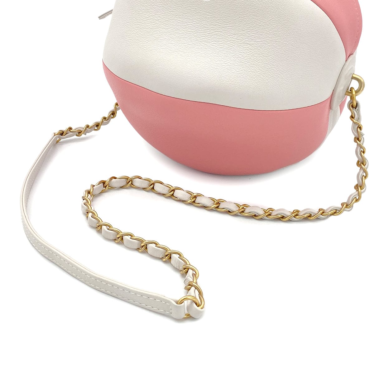 LUXURY PROMISE CHANEL BEACH COLLECTION 19SS BEACH BALL CHAIN SHOULDER BAG PINK WHITE LEATHER 90287102