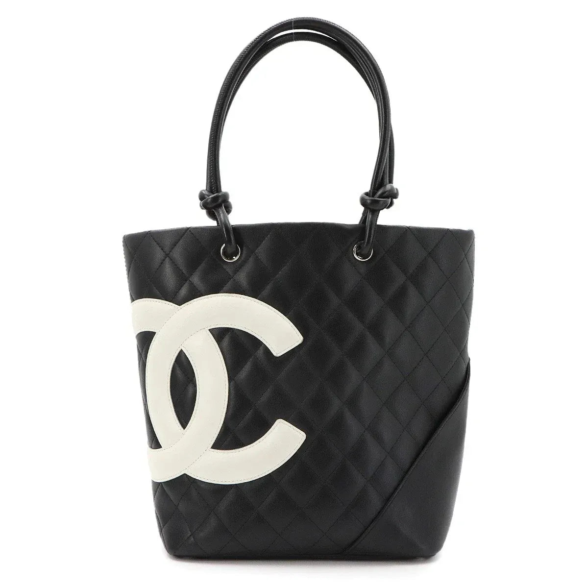 LUXURY PROMISE CHANEL Cambon Line Medium Tote Bag Leather Black White A25167 Purse 90325487