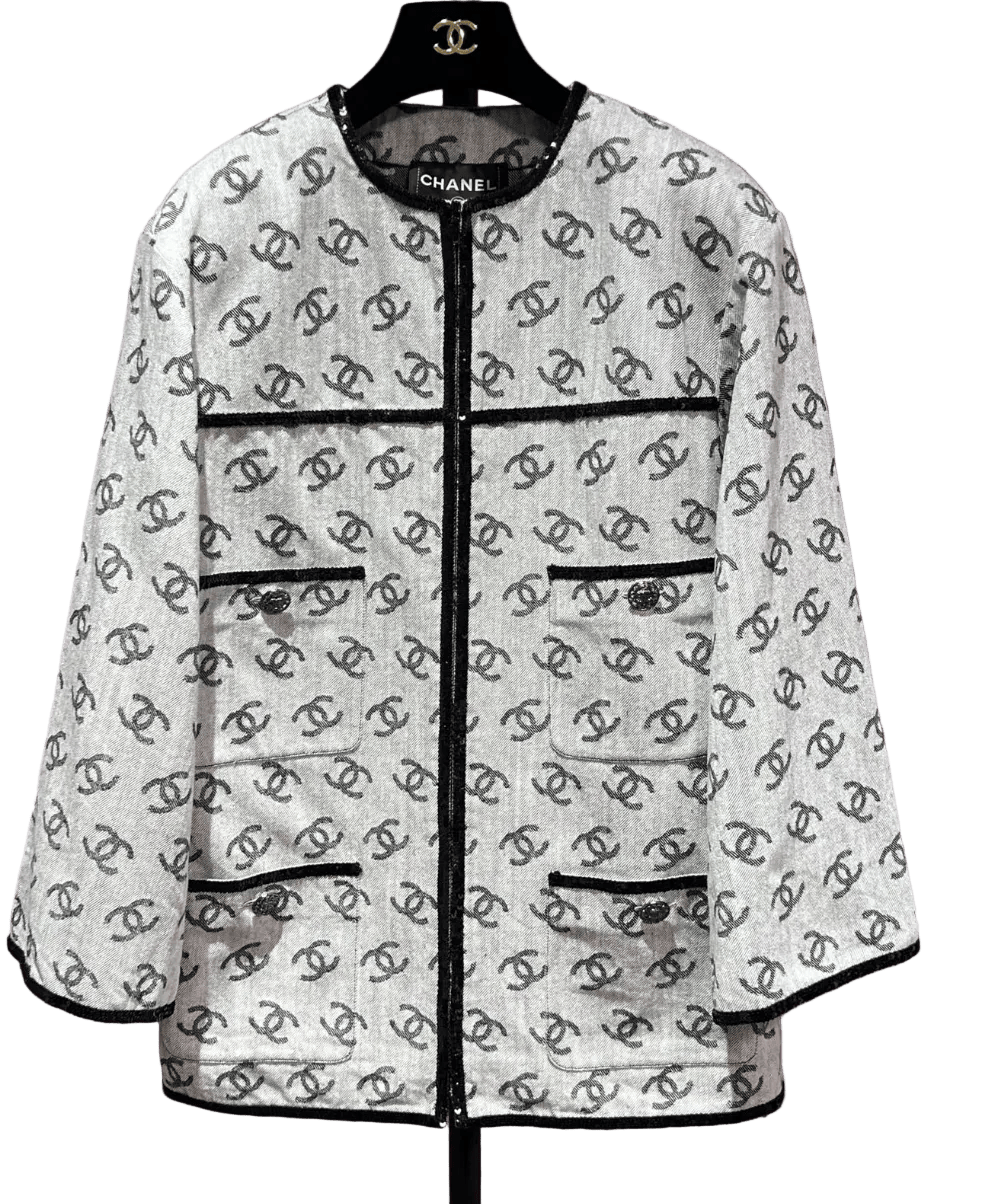 Luxury Promise CHANEL CC DENIM JACKET GREY 38 FT102046