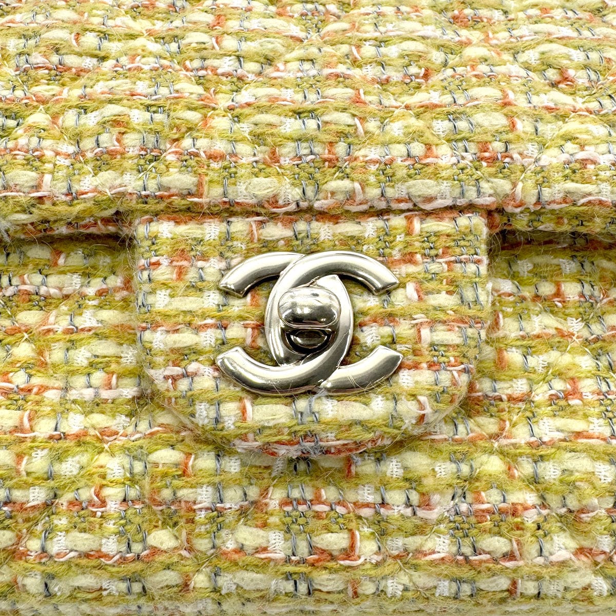 LUXURY PROMISE CHANEL CHAIN SHOULDER BAG YELLOW GREEN TWEED 90271986