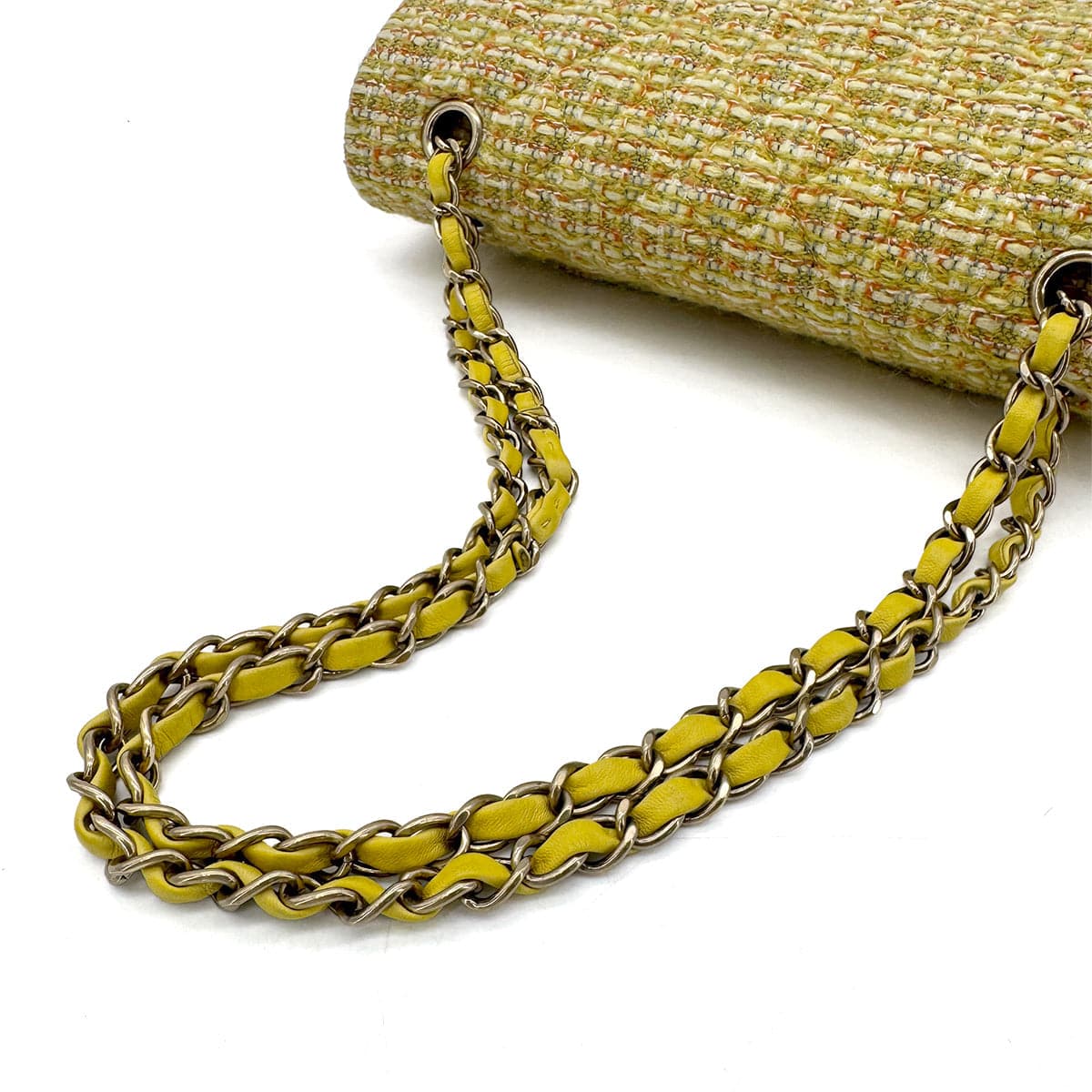 LUXURY PROMISE CHANEL CHAIN SHOULDER BAG YELLOW GREEN TWEED 90271986