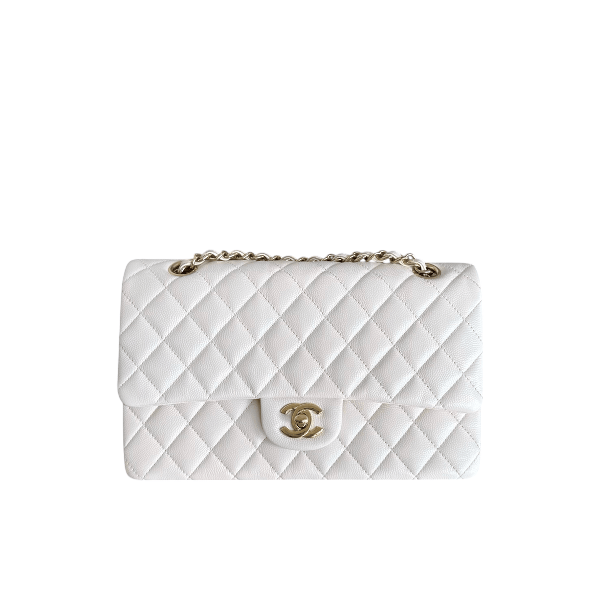 Luxury Promise Chanel Classic Flap Medium - Caviar 25CM Quilted White Gold Hardware Series 31