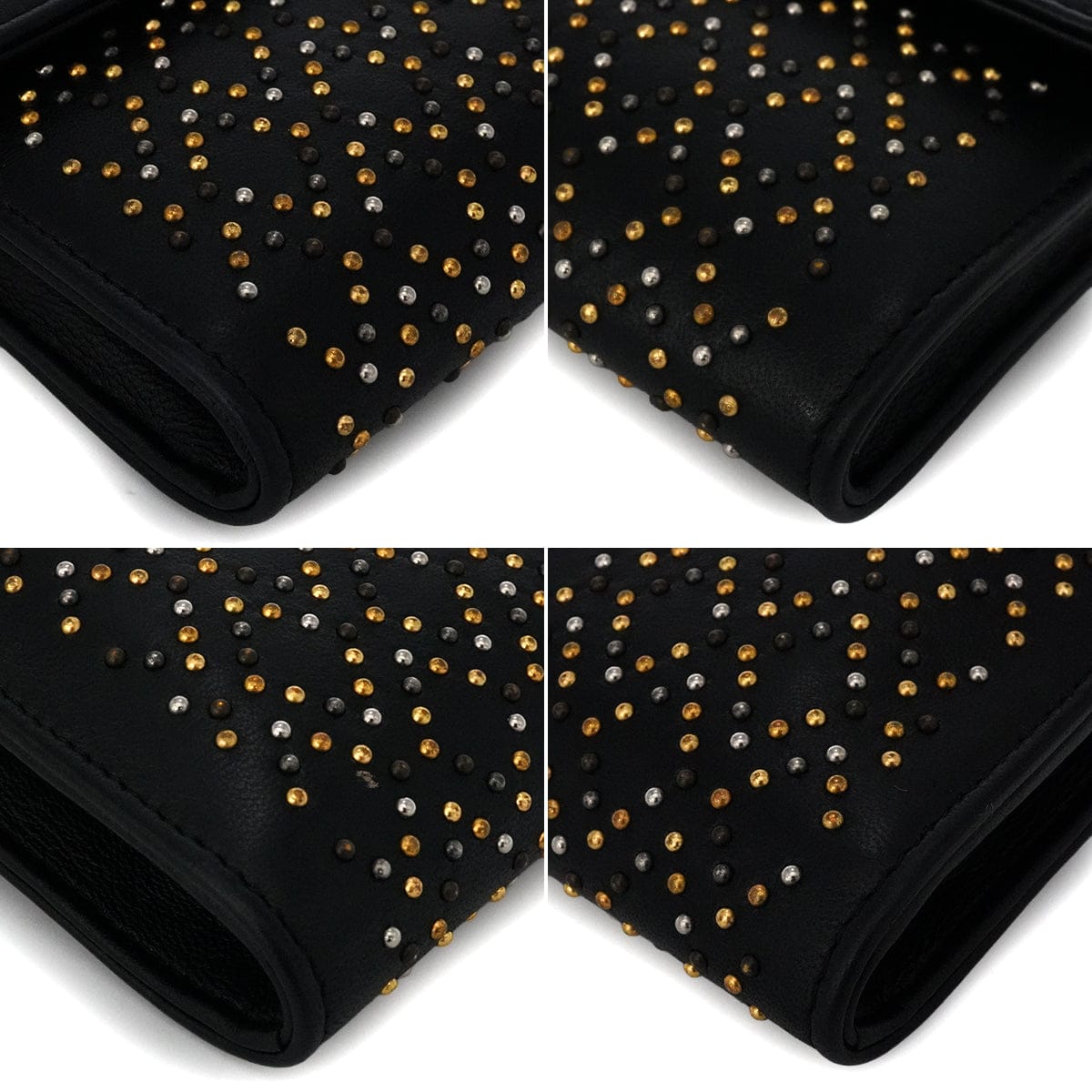 LUXURY PROMISE CHANEL COCOMARK LONG WALLET STUDS BLACK LAMB SKIN GOLD HARDWARE 90340477
