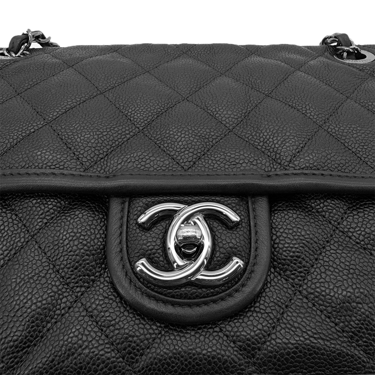 LUXURY PROMISE CHANEL FRENCH RIVIERA MATELASSE CHAIN SHOULDER BAG BLACK CAVIAR SKIN 90287247