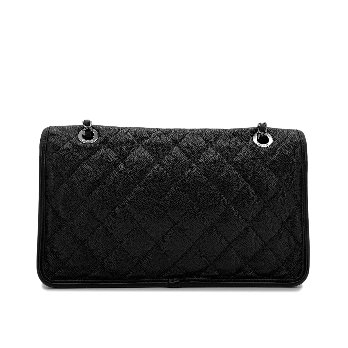 LUXURY PROMISE CHANEL FRENCH RIVIERA MATELASSE CHAIN SHOULDER BAG BLACK CAVIAR SKIN 90287247