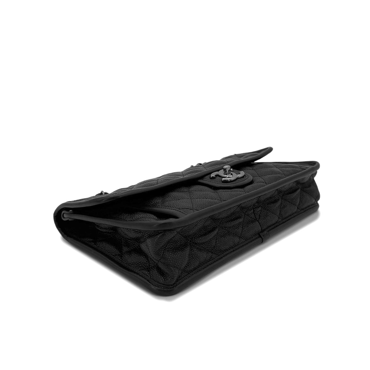 LUXURY PROMISE CHANEL FRENCH RIVIERA MATELASSE CHAIN SHOULDER BAG BLACK CAVIAR SKIN 90287247