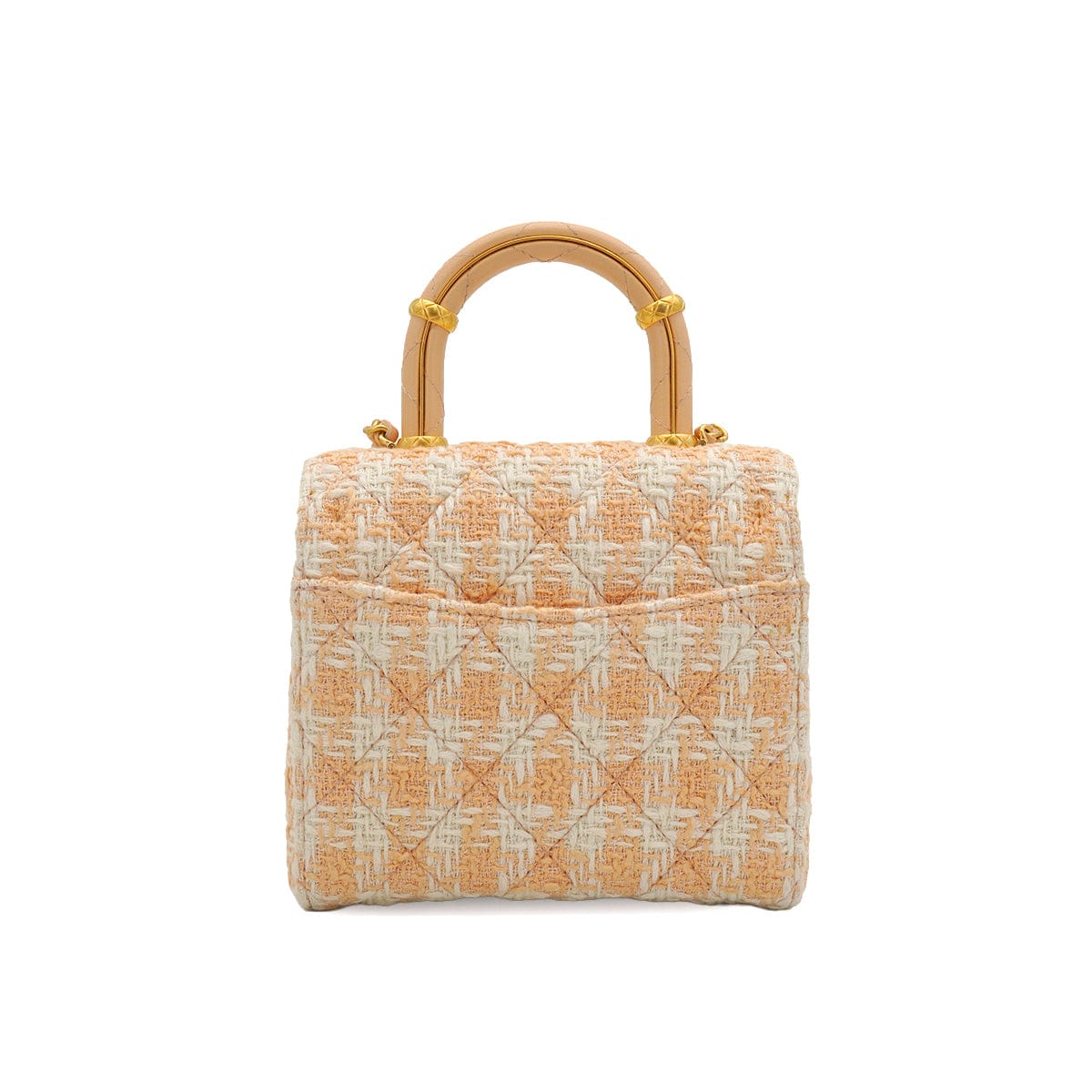 LUXURY PROMISE CHANEL MATELASSE CHAIN HAND SHOULDER BAG BEIGE TWEED GOLD HARDWARE 90332581