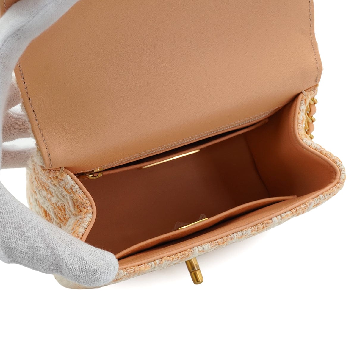 LUXURY PROMISE CHANEL MATELASSE CHAIN HAND SHOULDER BAG BEIGE TWEED GOLD HARDWARE 90332581