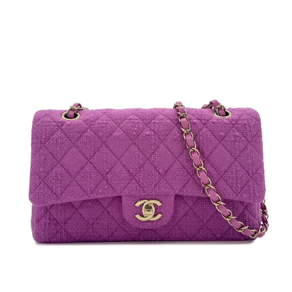 LUXURY PROMISE CHANEL MATELASSE CHAIN SHOULDER BAG PURPLE TWEED 90287109
