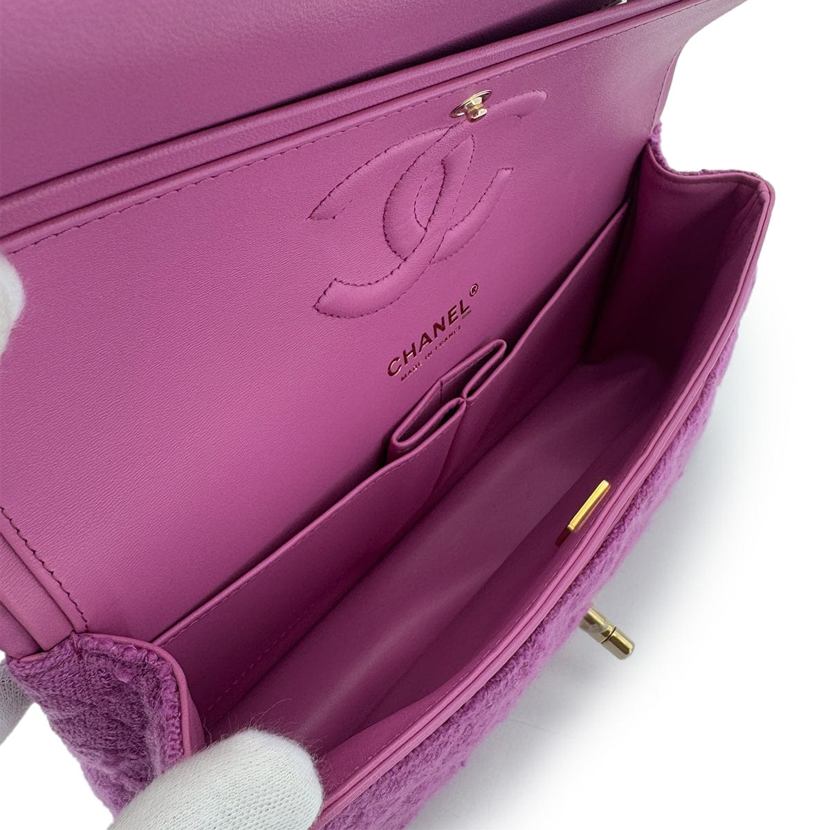 LUXURY PROMISE CHANEL MATELASSE CHAIN SHOULDER BAG PURPLE TWEED 90287109