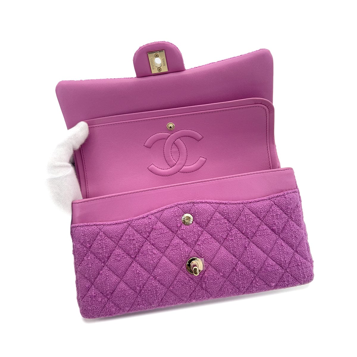 LUXURY PROMISE CHANEL MATELASSE CHAIN SHOULDER BAG PURPLE TWEED 90287109
