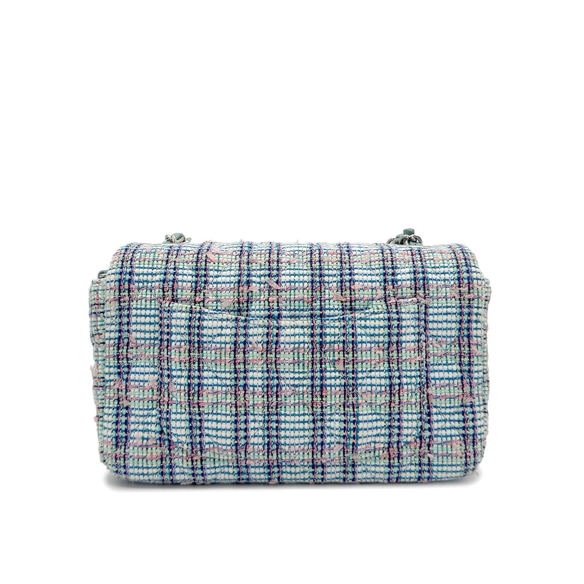 LUXURY PROMISE CHANEL MINI MATELASSE CHAIN SHOULDER BAG BLUE TWEED 90273071