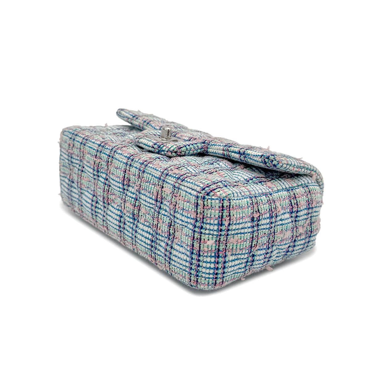 LUXURY PROMISE CHANEL MINI MATELASSE CHAIN SHOULDER BAG BLUE TWEED 90273071