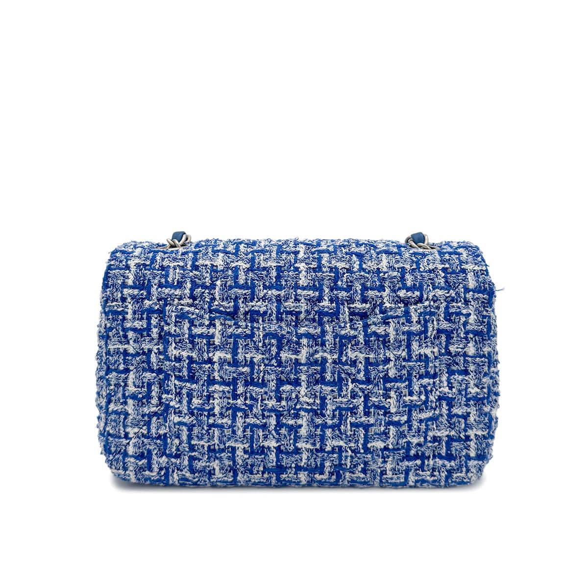 LUXURY PROMISE CHANEL MINI MATELASSE CHAIN SHOULDER BAG BLUE TWEED 90279798
