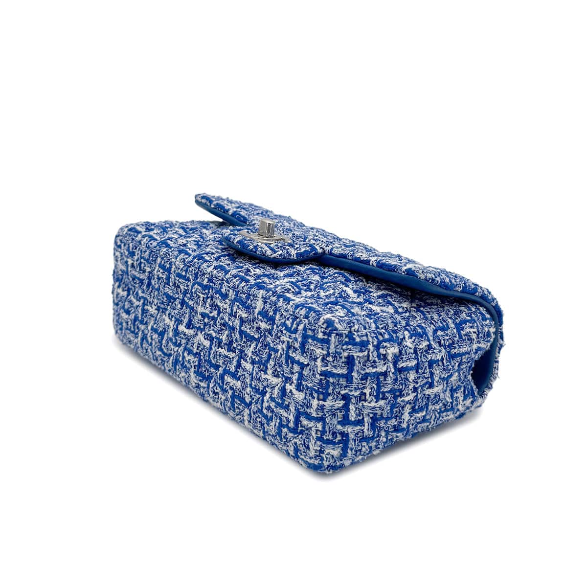 LUXURY PROMISE CHANEL MINI MATELASSE CHAIN SHOULDER BAG BLUE TWEED 90279798