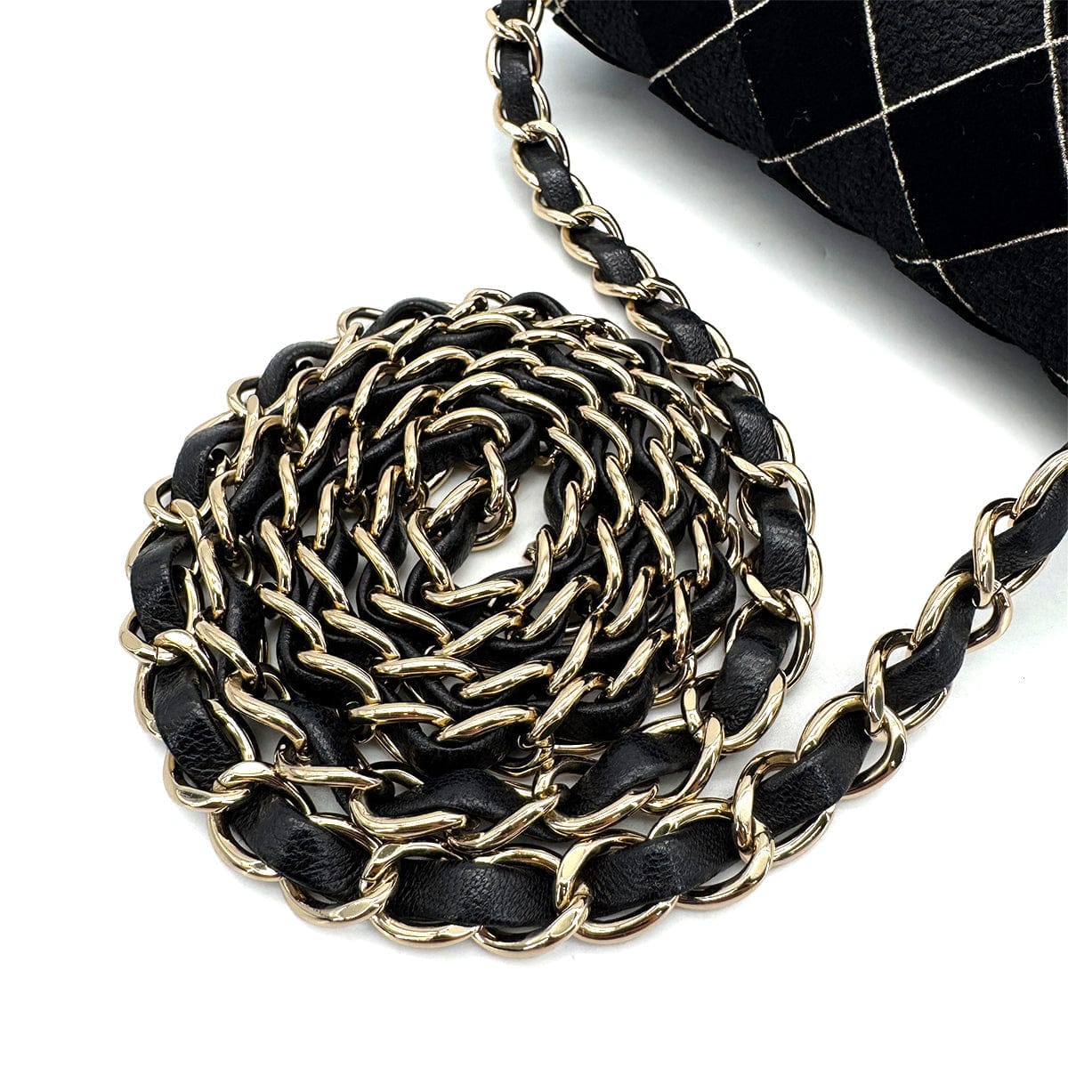 LUXURY PROMISE CHANEL MINI SQUARE 17 CHAIN SHOULDER BAG BLACK CANVAS VELOR 90307023