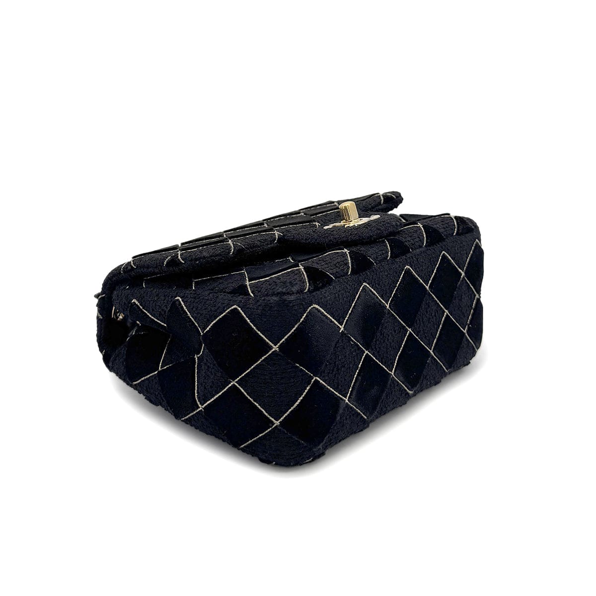 LUXURY PROMISE CHANEL MINI SQUARE 17 CHAIN SHOULDER BAG BLACK CANVAS VELOR 90307023